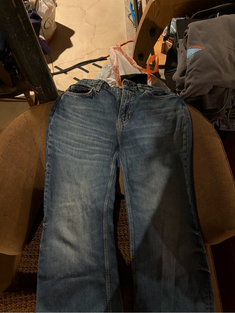 Classic Blue Denim Jeans - Comfortable low rise wide leg fit